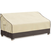 MR. COVER waterproof coating beads water away on an outdoor sofa cover.