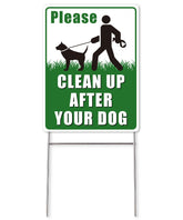Mr. Pen No Dog Poop Sign in yard front view, high visibility reminder