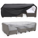 Mrrihand patio cover protecting a large furniture set from rain and dust