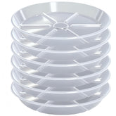 MSKIAUO 12-inch clear plant saucer six-pack for versatile indoor and outdoor use.