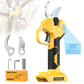 MtiolHig brushless pruning shears demonstrate DeWALT compatibility for flexible battery use.