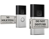 MtMinn metal doorbell cover with left no-soliciting sign for quieter naps
