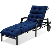 MTMR navy chaise lounge cushion with waterproof cover for outdoors.