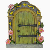 MUAMAX Fairy Garden Door in green on wall enhances natural woodland decor