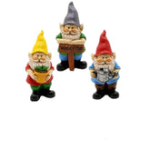 MUAMAX three-piece miniature gnome figurines add whimsy to outdoor gardens.