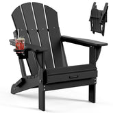 MUCHENGHY folding Adirondack chair black folded for easy storage.