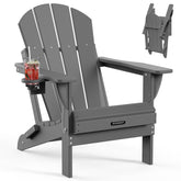 MUCHENGHY folding Adirondack chair gray folded for easy storage and transport.