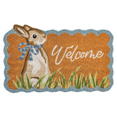 Mud Pie Easter Bunny Welcome Scalloped Doormat greets guests with festive charm.
