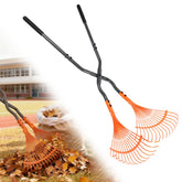 MUIEGUDO leaf grabber rake with extended handle for easy yard cleanup