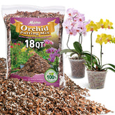 Mulctun orchid bark potting mix 18QT close-up showing chunked bark for drainage.
