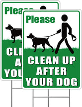 Multiwins clean-up-after-your-dog-sign front view for high visibility.
