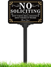 Multiwins no soliciting sign on an adjustable stake deters solicitors.