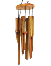 MUMTOP bamboo wind chimes close-up of tubes shows durable natural finish for outdoors.