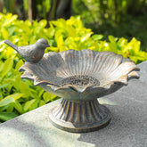 MUMTOP Bird Bath with flower shape adds garden charm and invites birds.