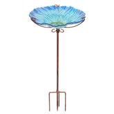 MUMTOP blue glass birdbath bowl adds a charming focal point