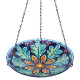 MUMTOP kaleidoscope glass bowl bird bath with vibrant colors attracting birds