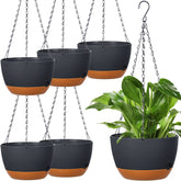 Mumufy 6pc 8in hanging planter with drainage hole for easy indoor watering.
