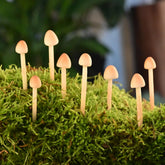 Mumutie 16-pack mini mushrooms for crafts in a tray, ideal for fairy gardens and terrariums.