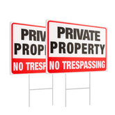 MUXYH private property sign front view with metal stake for clear warning