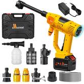 Muzisst cordless pressure washer 900psi powering outdoor cleaning tasks.