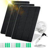 MUZUZZI solar panel 5W with USB-C, DC, and Micro USB ports for flexible camera power