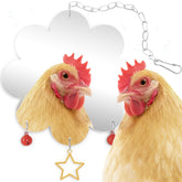 Mygeromon chicken mirror toy with bell and star charm to entertain hens.