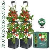 MYMULIKE 2-pack raised garden bed with trellis provides sturdy support for climbing vegetables.