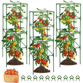MYMULIKE tomato cage with square design provides sturdy support for climbing plants.