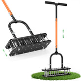 Myrvok lawn aerator with 21 spikes promotes deep soil aeration for a healthier lawn.