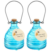 Mysora blue glass wasp trap hanging outdoors for effective control
