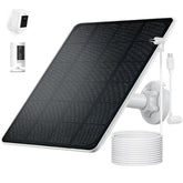 Mytions Ring Camera Solar Panel Charger mounted on a wall with 360-degree bracket for optimal sun exposure.