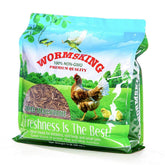 N2 5lb dried mealworms showing whole mealworms, ideal poultry snack.