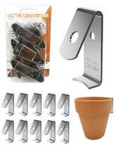 Naceture 12-pack stainless steel plant hangers mounted on wall for durable indoor-outdoor display.