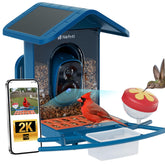 Nafnti smart bird feeder camera front view shows easy installation and solar-powered operation.