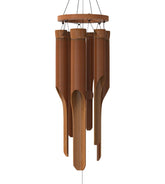 Nalulu Classic Bamboo Wind Chime outdoor closeup reveals natural tones for garden ambiance.
