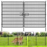 NANYEZH 15-panel no-dig fence with gate demonstrates quick access for temporary setups.