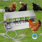 NAOEDEAH automatic chicken waterer in stainless steel, ready for coop use.