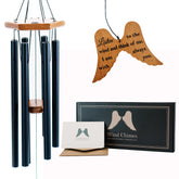 Naomi Catherine Designs memorial wind chimes with angel wing, 34-inch, ideal for outdoor remembrance.