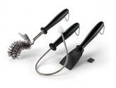 Napoleon angled cleaning brush with grid scraper for thorough grill maintenance.