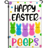 NASIAN Happy Easter Peeps flag, double-sided 12x18, readable from both sides.