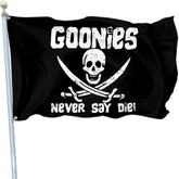 NASIAN Never Say Die pirate flag 3x5 display with bold skull motif for outdoor display.