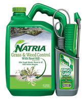 Natria grass and weed killer bottle ready for garden weed control