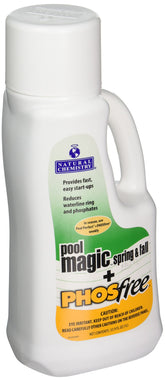 Natural Chemistry Pool Magic + PhosFree bottle for easy pool opening and soft water.