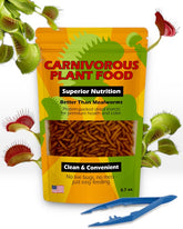Nature Gift Store Venus Fly Trap Food Bundle with dried larvae for carnivorous plants.