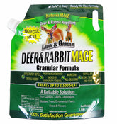 Nature's MACE granular container ready for garden use to deter deer and rabbits.