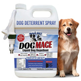 Nature's MACE dog spray bottle front, ready-to-use repellent for keeping dogs off your lawn.