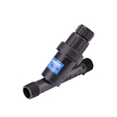 NDS PRYF-30 pressure-regulating Y filter installed to regulate flow and protect emitters.
