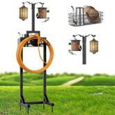 neatevday garden hose holder tall unit in a sunny yard, keeping hoses organized and off the ground.