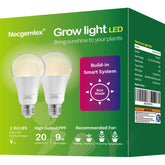 Necgemlex Sun Mode bulb angled for even daylight on indoor plants.
