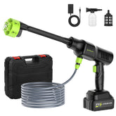 NecYINuoVe cordless pressure washer assembly in action for car and patio cleaning